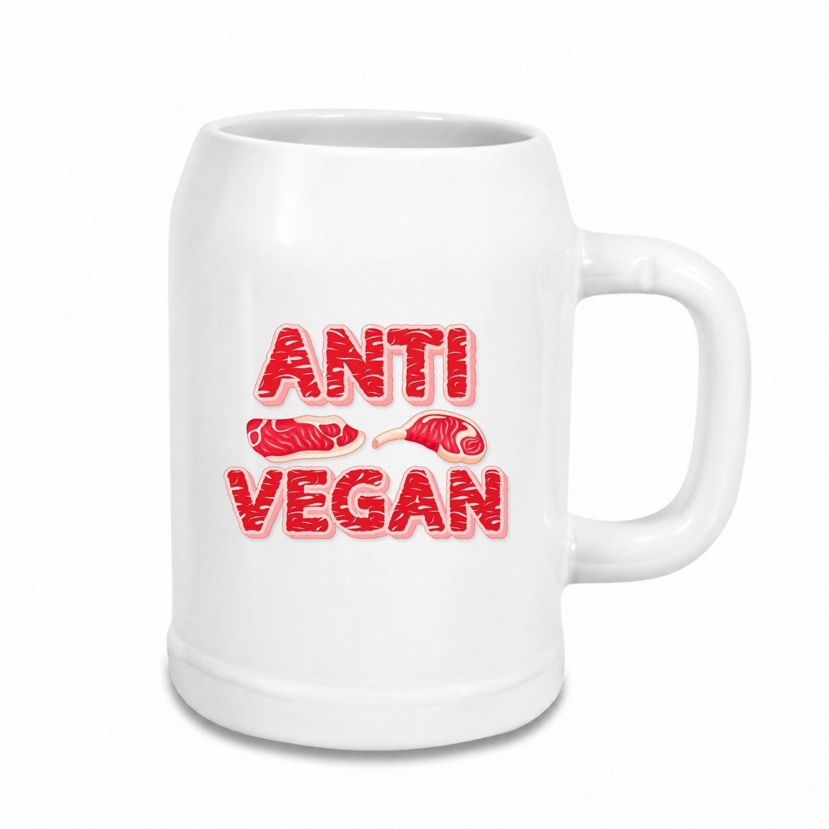 Anti Vegan- Bierkrug - weiß