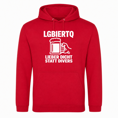 Unisex Hoodie LGBIERTQ Lieber Dicht statt Divers - rot