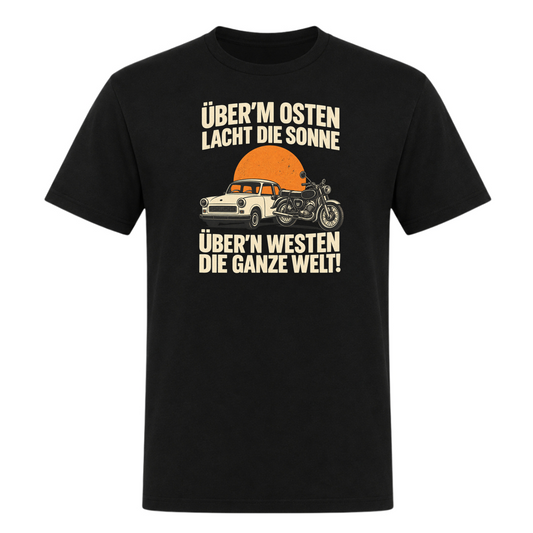 Unisex T-Shirt "BRAUNI" Überm Osten lacht die Sonne! - Deep Black