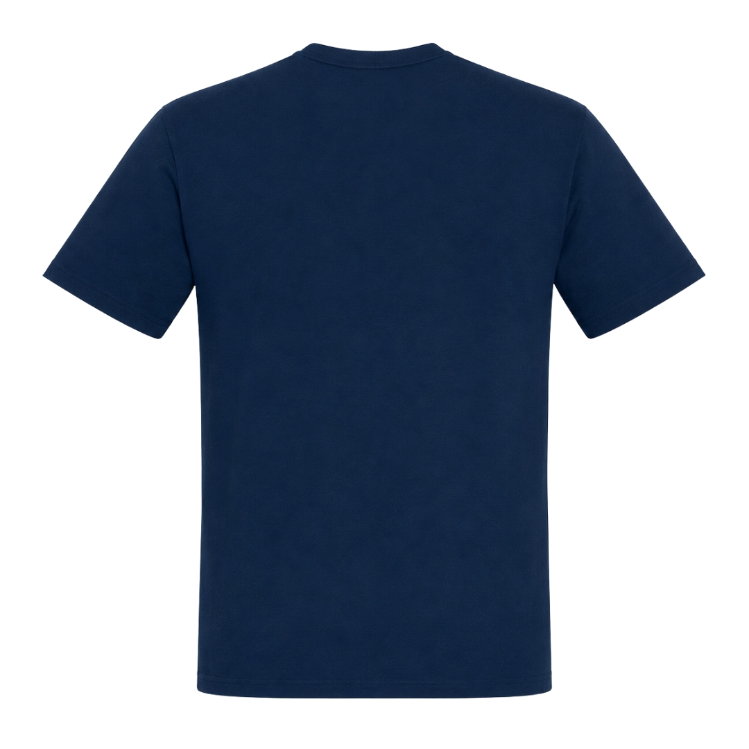 Unisex T-Shirt "BRAUNI" Überm Osten lacht die Sonne! - French Navy - Rueckseite