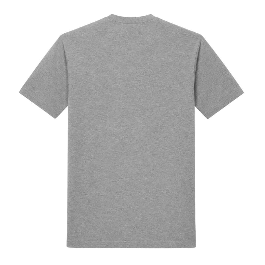 Unisex T-Shirt "BRAUNI" Überm Osten lacht die Sonne! - Grey Melange - Rueckseite