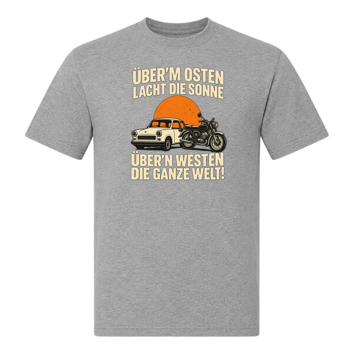 Unisex T-Shirt "BRAUNI" Überm Osten lacht die Sonne! - Grey Melange