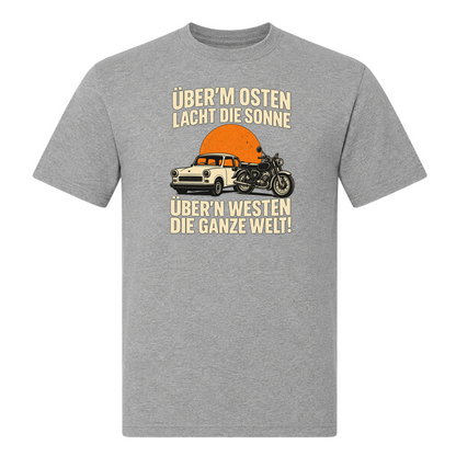 Unisex T-Shirt "BRAUNI" Überm Osten lacht die Sonne! - Grey Melange