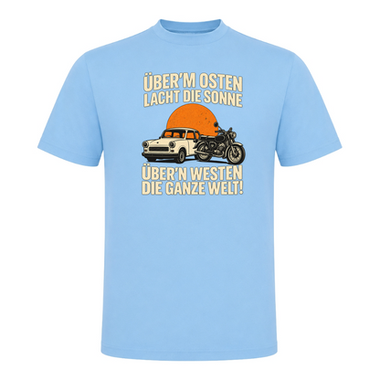 Unisex T-Shirt "BRAUNI" Überm Osten lacht die Sonne! - Sky Blue