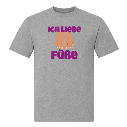 Unisex T-Shirt Ich Liebe Füße - Grey Melange
