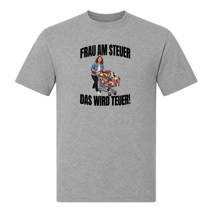 Unisex T-Shirt Frau am steuer! - Grey Melange