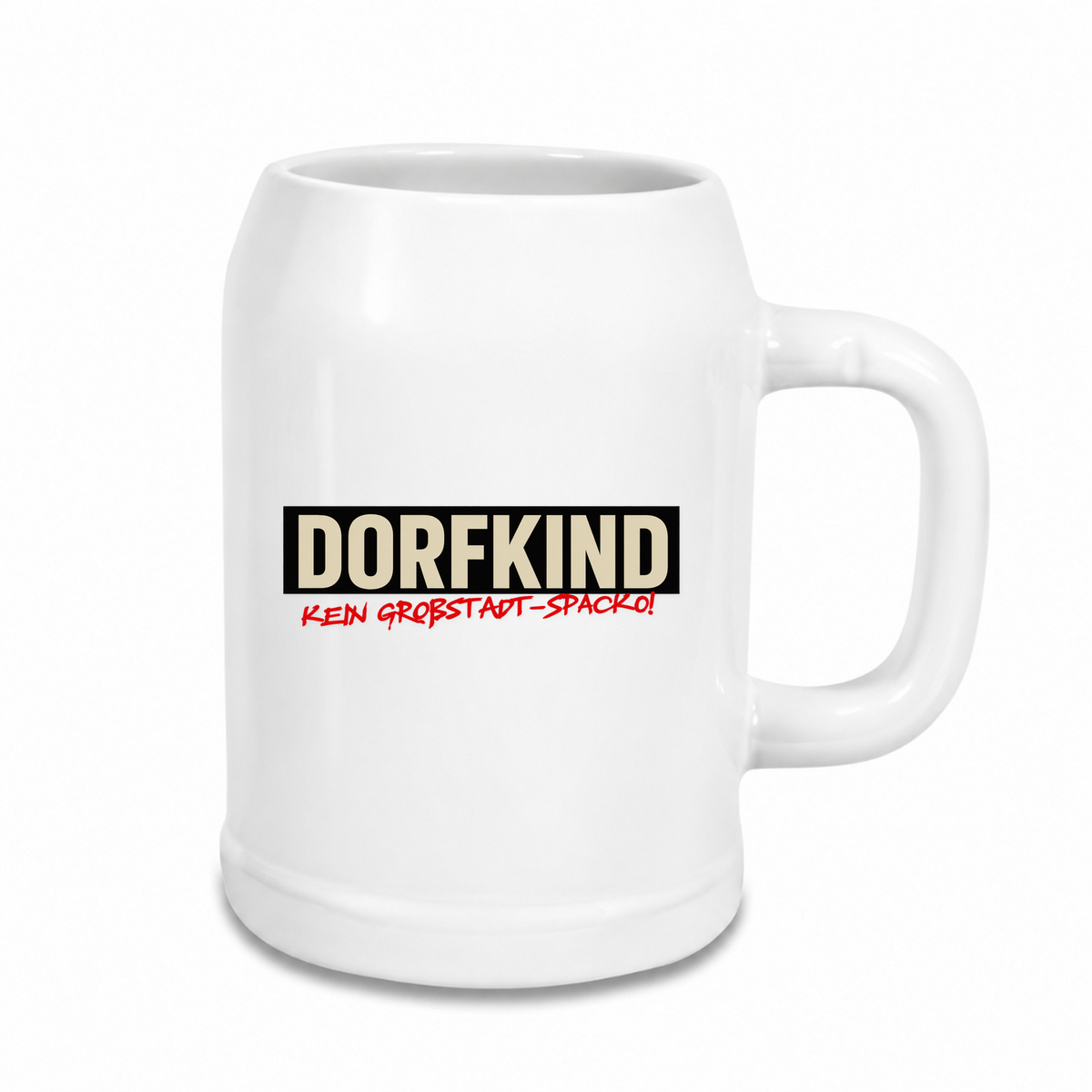 Dorfkind-kein-Großstadt-Spacko - Bierkrug - weiß