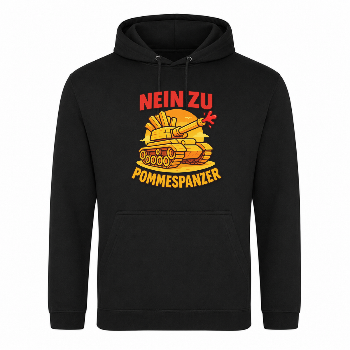 Unisex Hoodie Nein zu Pommespanzer - Schwarz