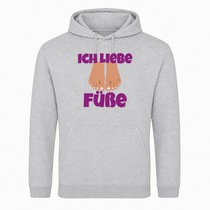 Unisex Hoodie Ich Liebe Füße -  Heather Grey