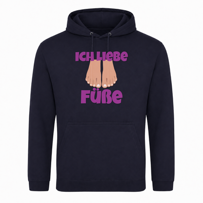 Unisex Hoodie Ich Liebe Füße - French Navy