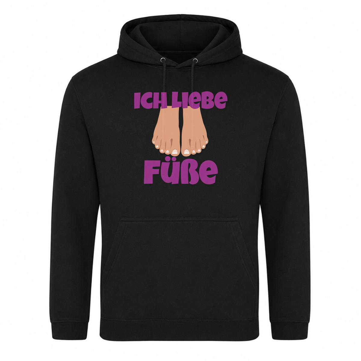 Unisex Hoodie Ich Liebe Füße - Schwarz