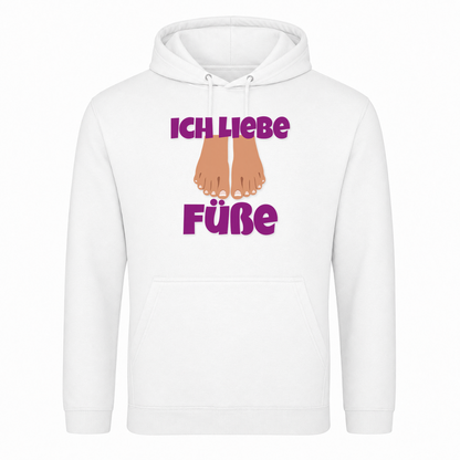 Unisex Hoodie Ich Liebe Füße - Weiß