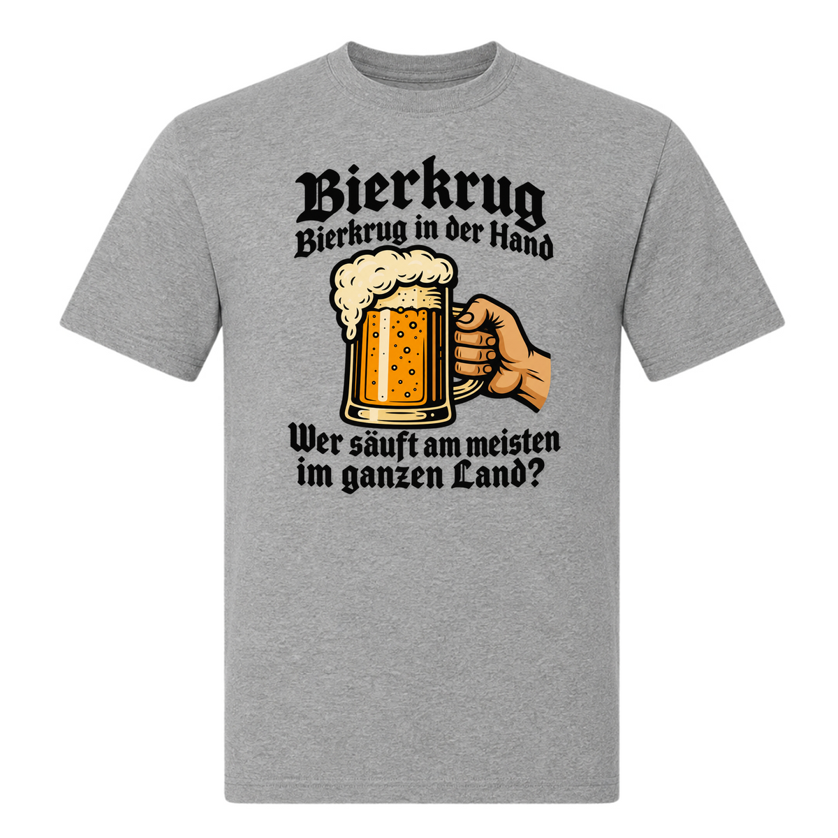 Unisex T-Shirt Bierkrug Bierkrug in der Hand - Grey Melange