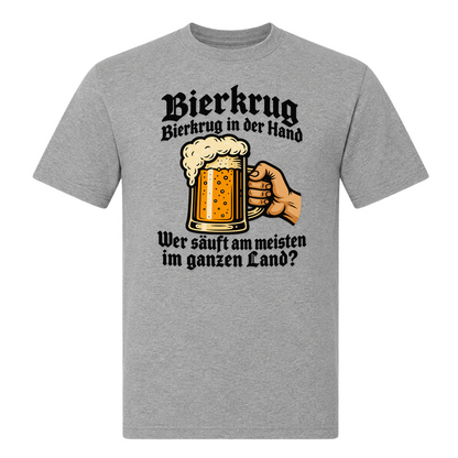 Unisex T-Shirt Bierkrug Bierkrug in der Hand - Grey Melange