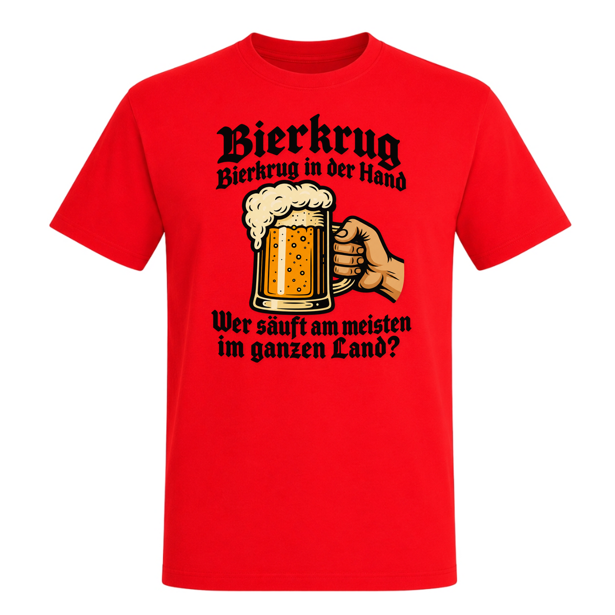 Unisex T-Shirt Bierkrug Bierkrug in der Hand - Red