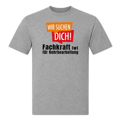 Unisex T-Shirt Fachkraft für Rohrbearbeitung - Grey Melange