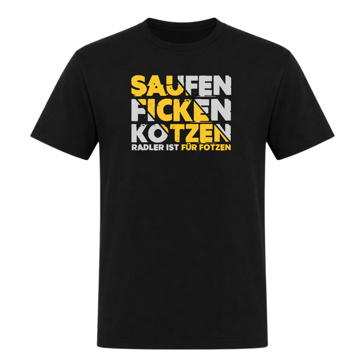 Unisex T-Shirt Saufen Ficken Kotzen - Deep Black