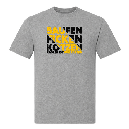 Unisex T-Shirt Saufen Ficken Kotzen - Grey Melange