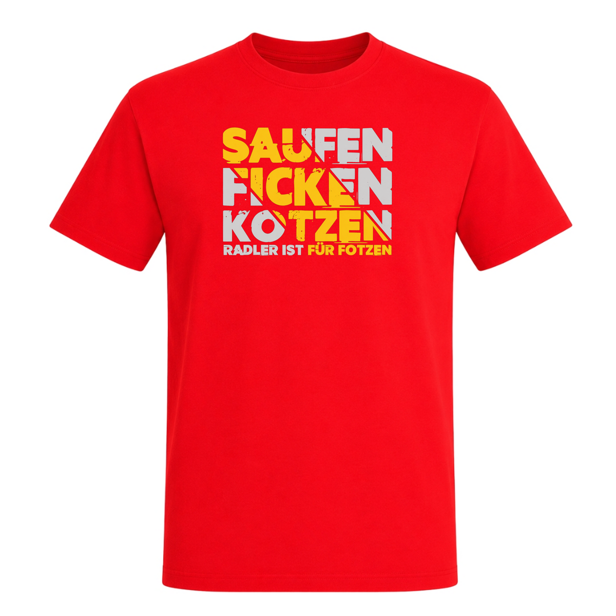 Unisex T-Shirt Saufen Ficken Kotzen - Red