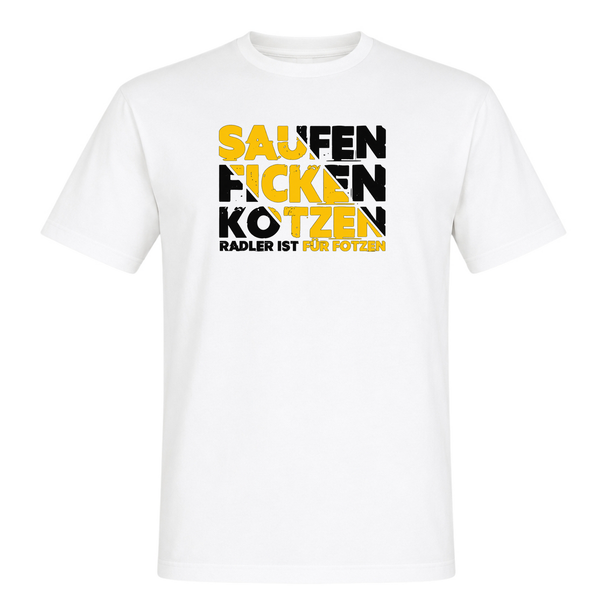 Unisex T-Shirt Saufen Ficken Kotzen - White