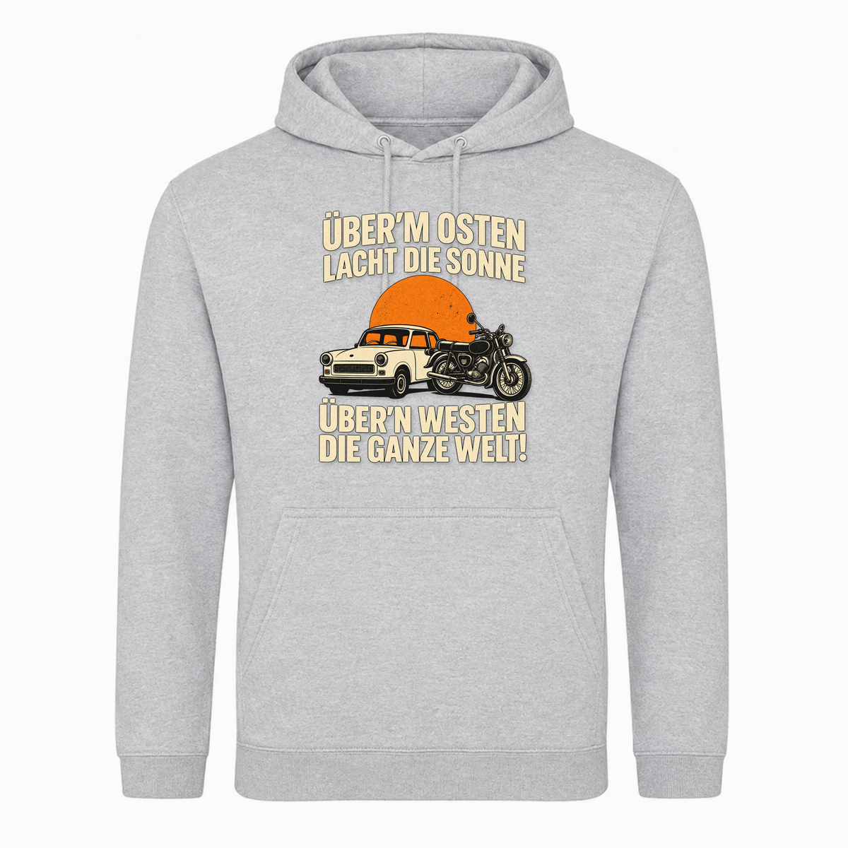 Unisex Hoodie "BRAUNI" Überm Osten lacht die Sonne! -  Heather Grey