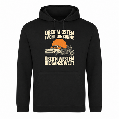 Unisex Hoodie "BRAUNI" Überm Osten lacht die Sonne! - Schwarz
