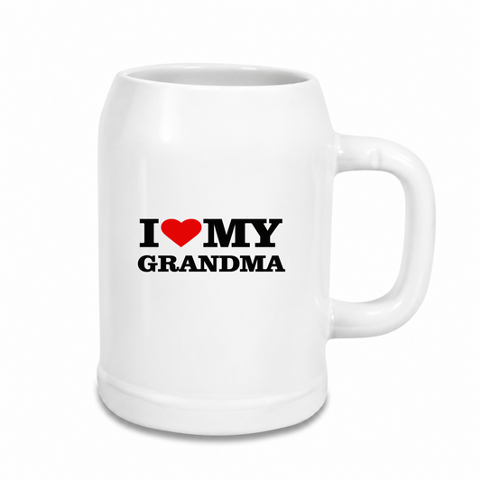 I ♥️ Alkohol my Grandma - Bierkrug - weiß