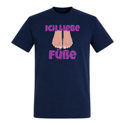 Unisex T-Shirt Ich Liebe Füße - French Navy