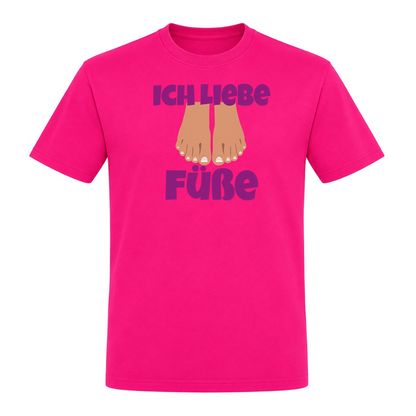 Unisex T-Shirt Ich Liebe Füße - Fuchsia