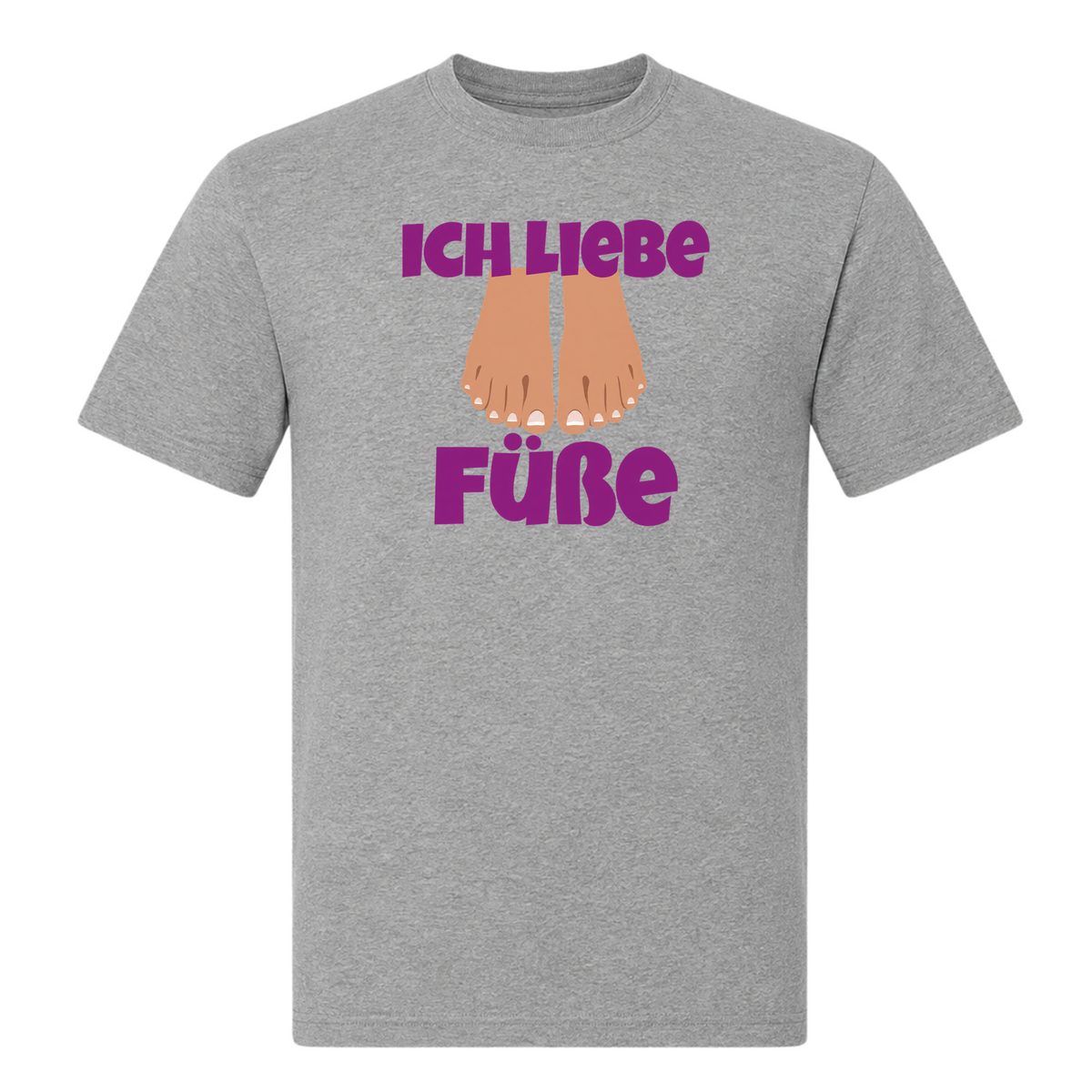 Unisex T-Shirt Ich Liebe Füße - Grey Melange