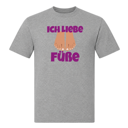 Unisex T-Shirt Ich Liebe Füße - Grey Melange