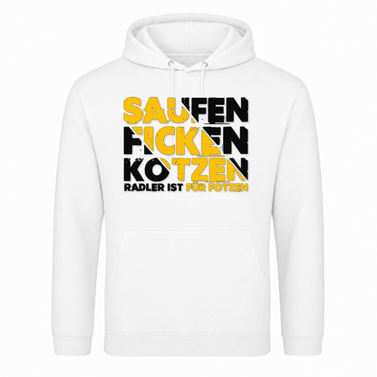 Unisex Hoodie Saufen Ficken Kotzen - Weiß