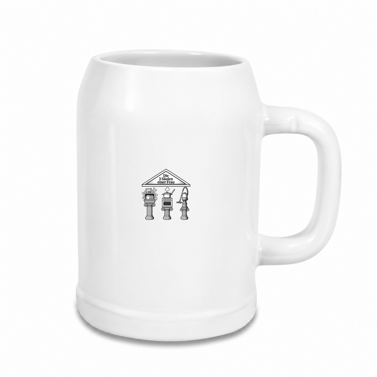 Die-3-Säulen-einer-Frau - Bierkrug - weiß