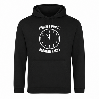 Unisex Hoodie Lieber 5 vor 12 - Schwarz
