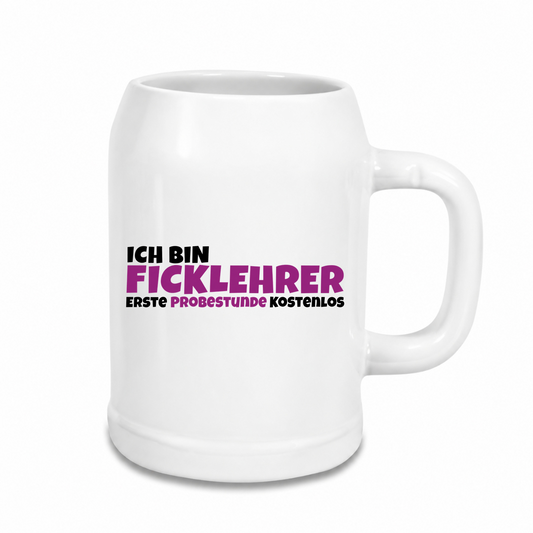 Ficklehrer - Bierkrug - weiß