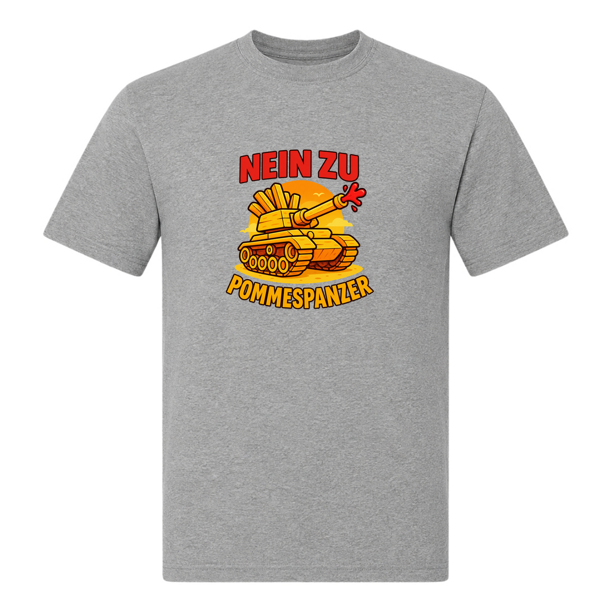 Unisex T-Shirt Nein zu Pommespanzer - Grey Melange