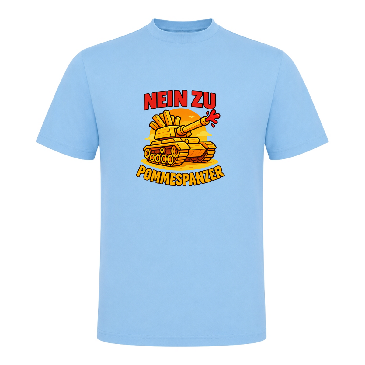 Unisex T-Shirt Nein zu Pommespanzer - Sky Blue
