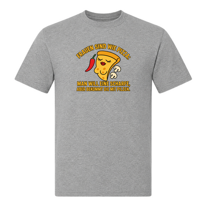 Unisex T-Shirt Frauen sind wie Pizza - Grey Melange