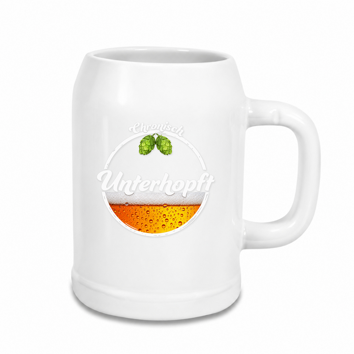 Chronisch-unterhopft- Bierkrug - weiß