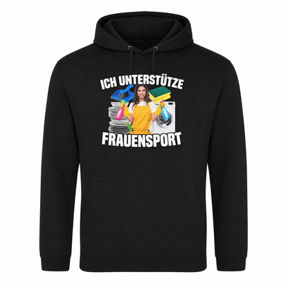Unisex Hoodie Ich unterstütze Frauensport - Schwarz