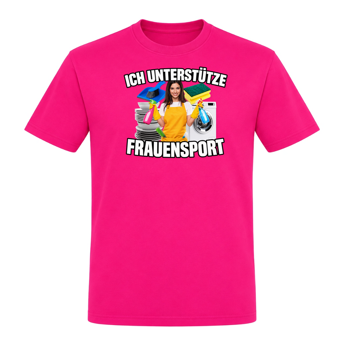 Unisex T-Shirt Ich unterstütze Frauensport - Fuchsia