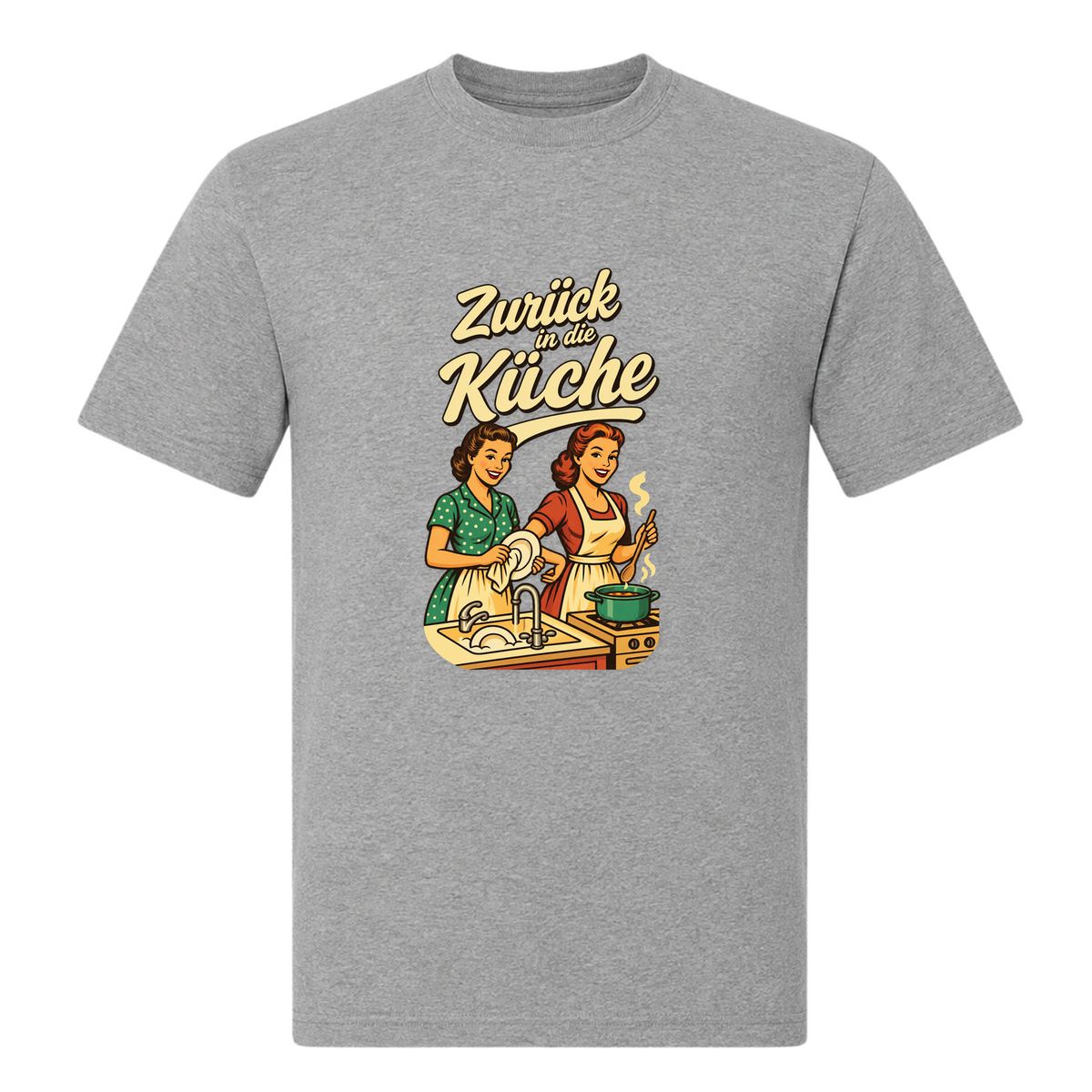 Unisex T-Shirt Zurück in die Küche - Grey Melange
